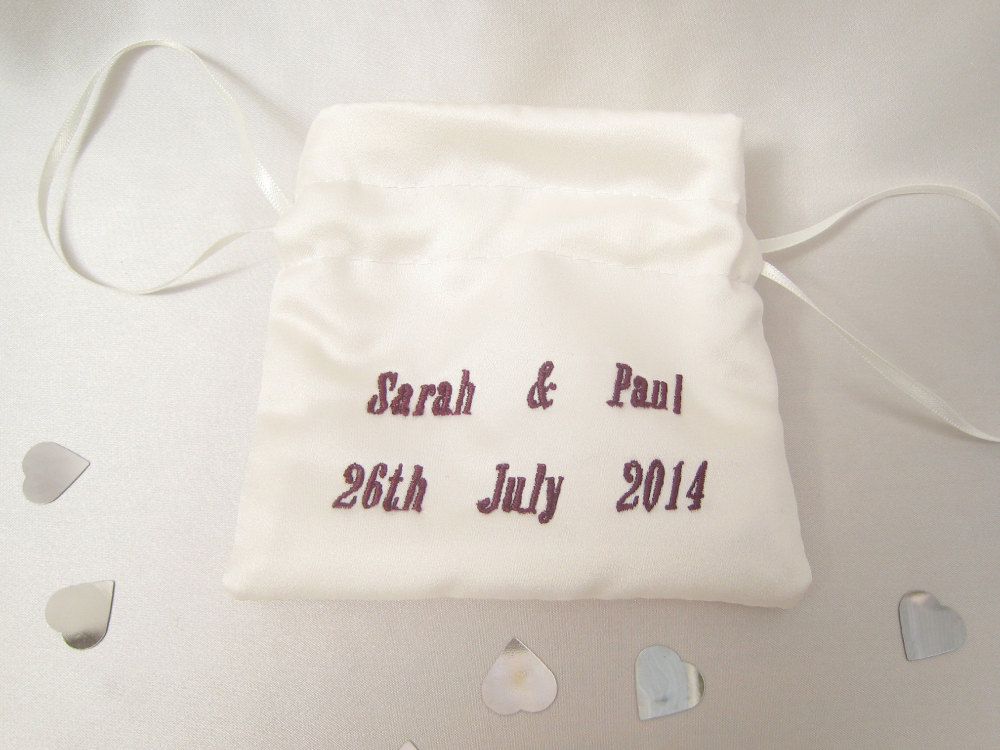 Add Names/Date Onto Your Dolly Bag Or Ring Bag