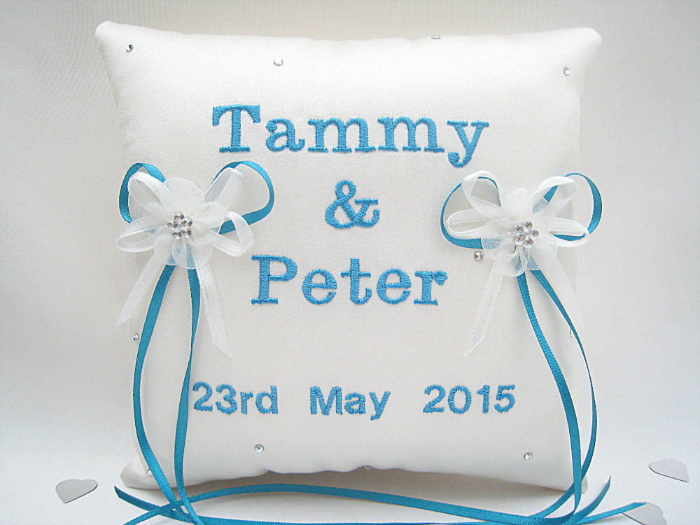 No.1 Mini Personalised Wedding Ring Cushion Choose Your Colours