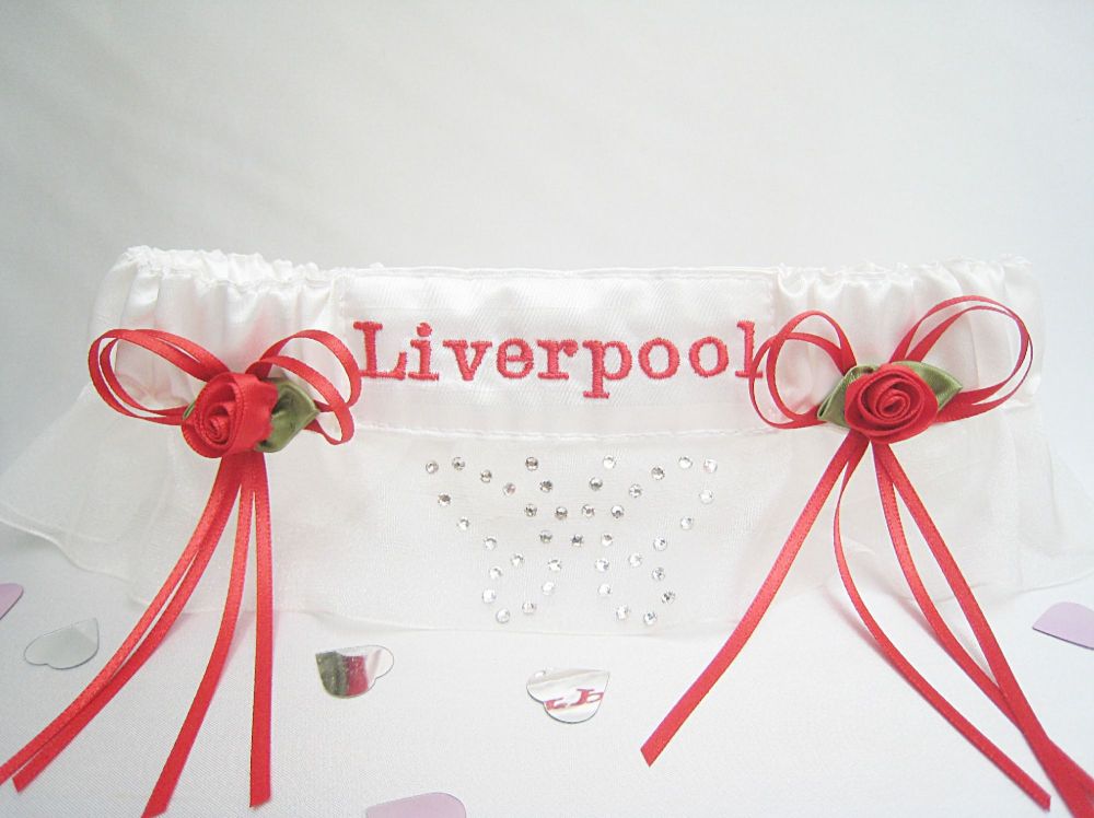 No.1 Swarovski Butterfly Football Wedding Garter CHOOSE FOOTBALL TEAM