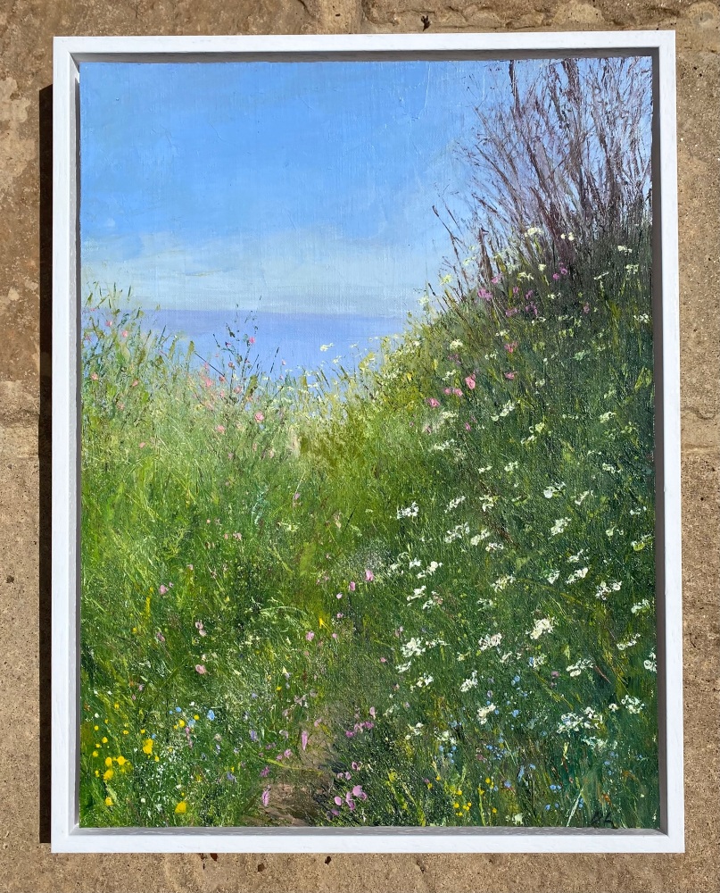 Spring Colour On The Cliffs.  42cm x 32cm framed. 