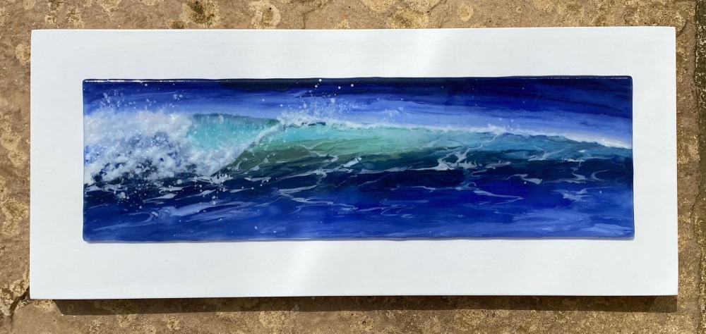 Translucent.  38cm x 15cm framed. Glass 30cm x 15cm.