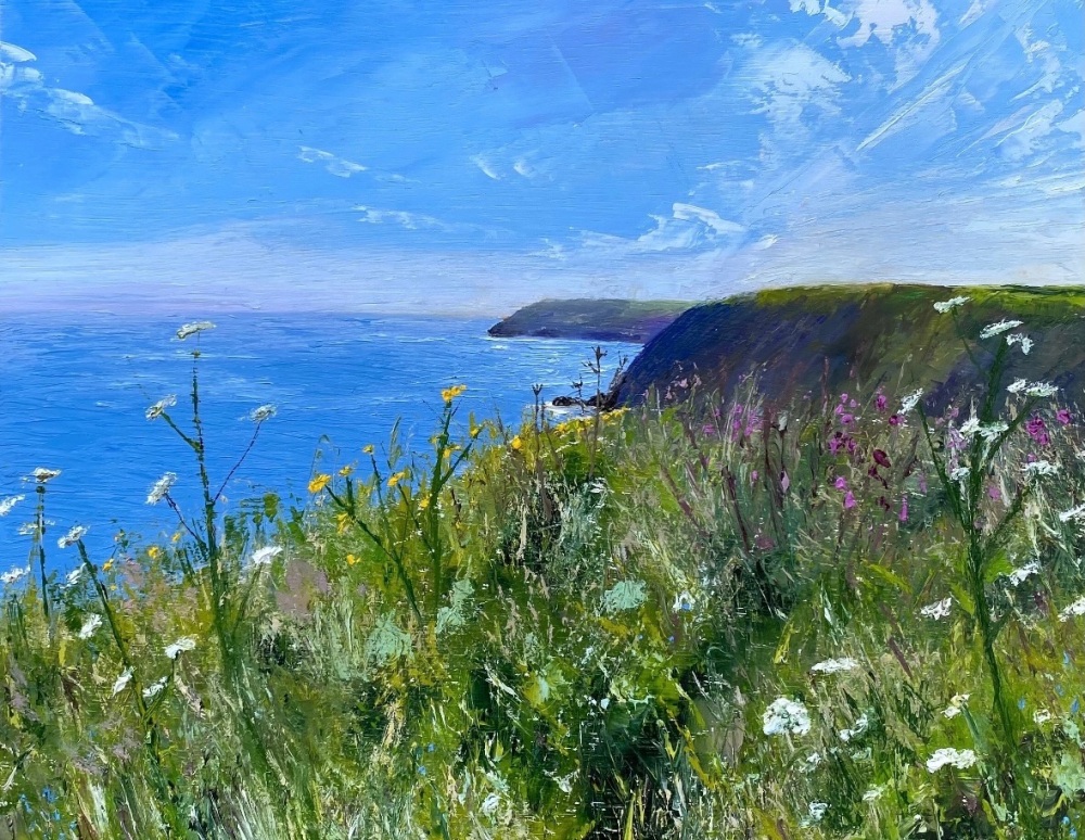 Towards the Lizard. Oil painting 33cm x 28cm framed size.