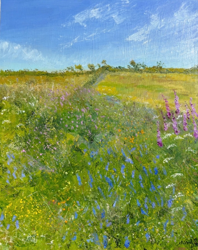 Spring Meadows. Oil painting 39cm x 32cm framed size.