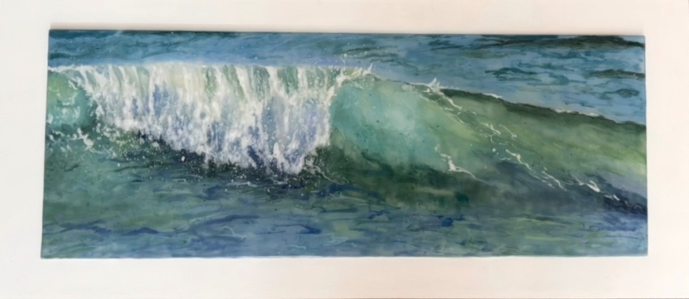 Spring Wave.  Frame 65cm x 28cm. Glass 55cm x 19.5cm.