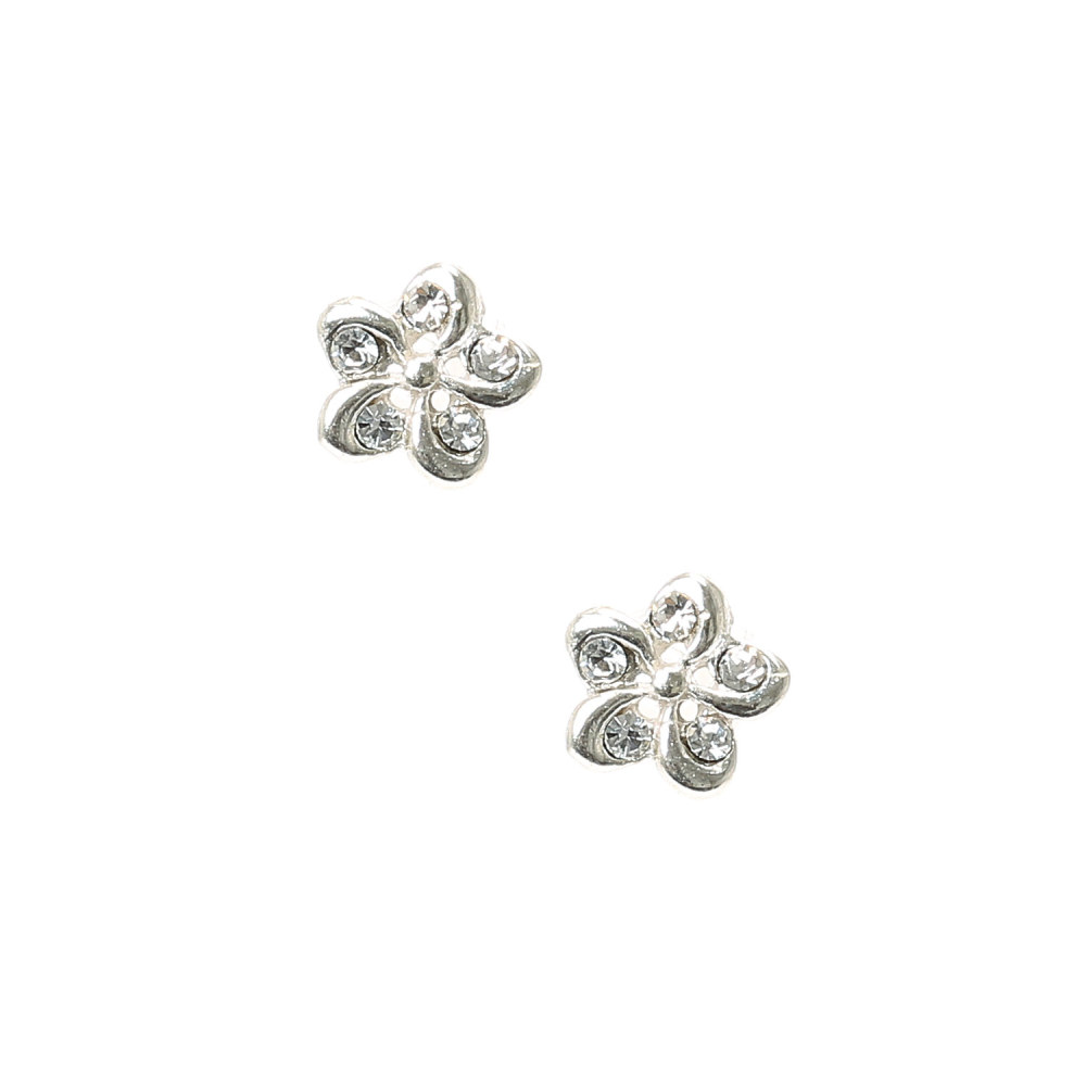 Sterling Silver Sparkly Flower Earrings