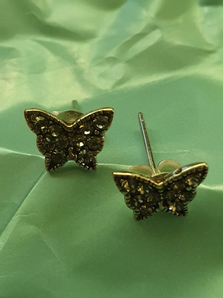 Sterling Silver Crystal Butterfly Earrings