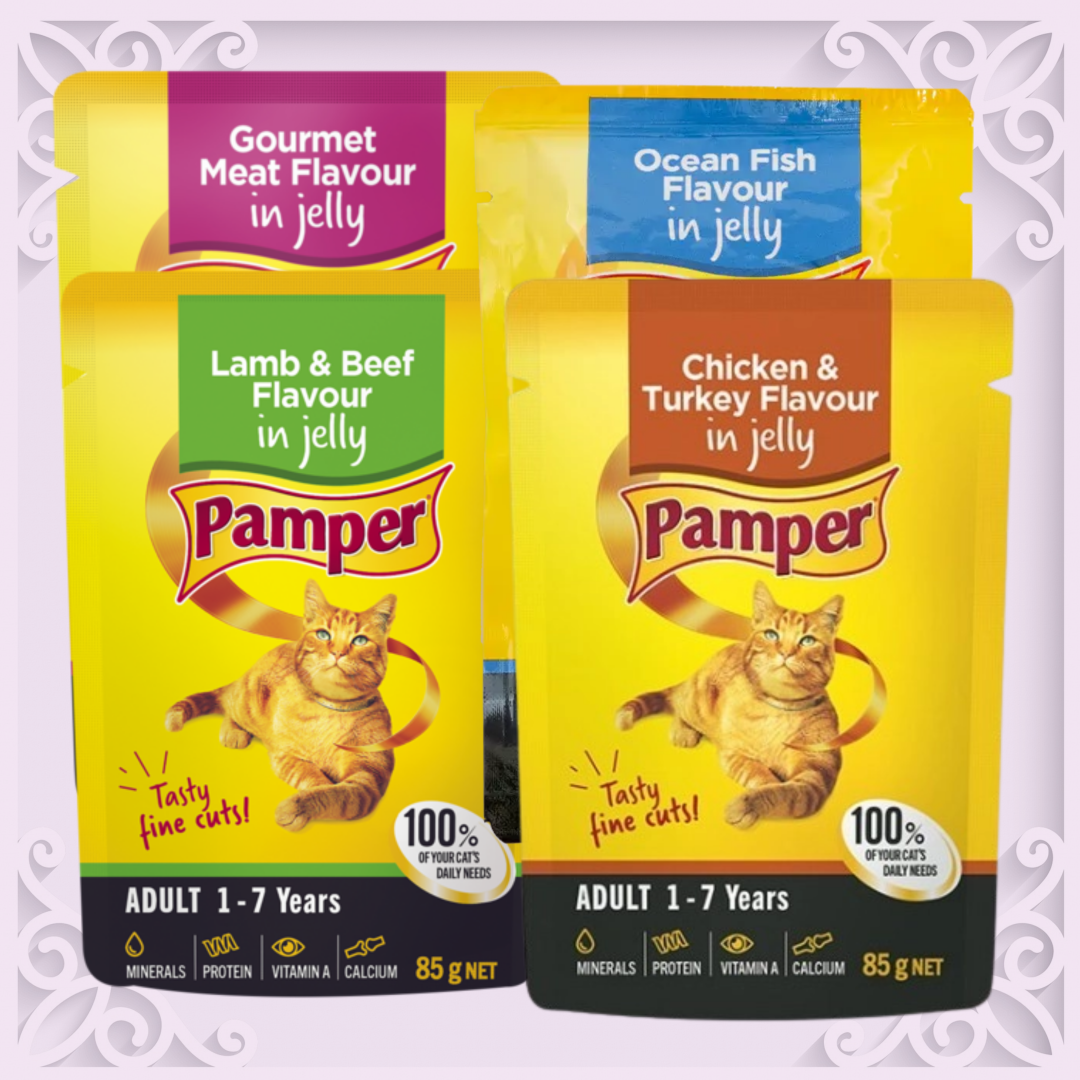 PAMPER WET CAT FOOD SACHETS IN JELLY 85G
