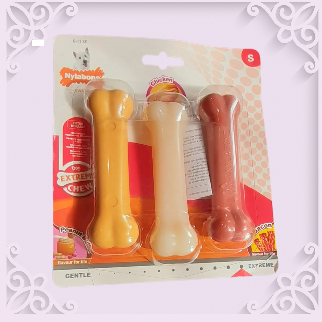 Nylabone Extreme Chew Value Pack (Peanut Butter, Chicken, Bacon) - Small