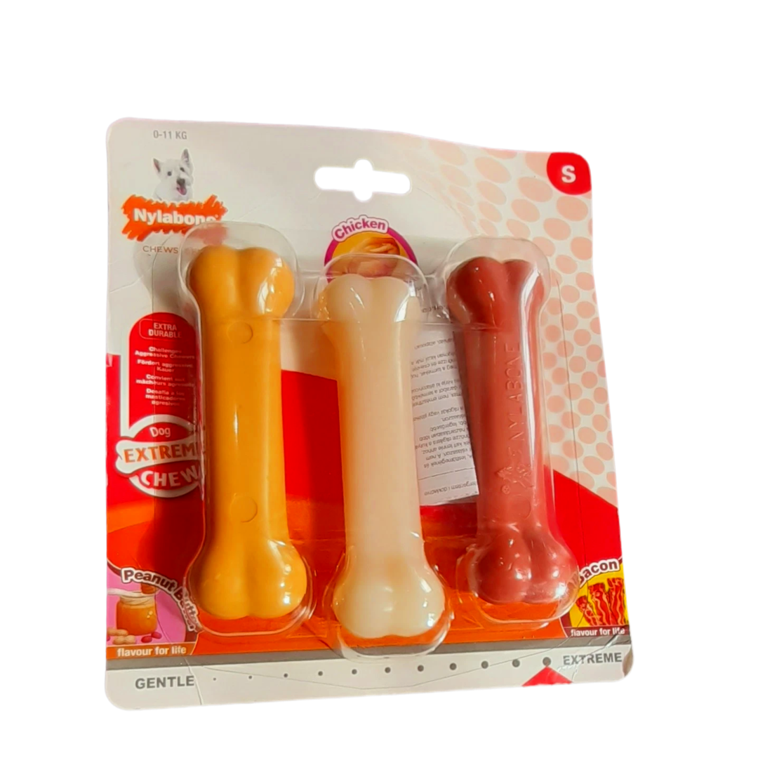 Nylabone Extreme Chew Value Pack (Peanut Butter, Chicken, Bacon) - Small
