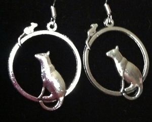 CAT AND MOUSE HOOP EARRINGS