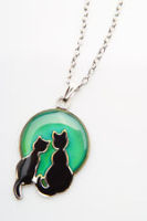 Two Cats On The Moon Mood changing Necklace