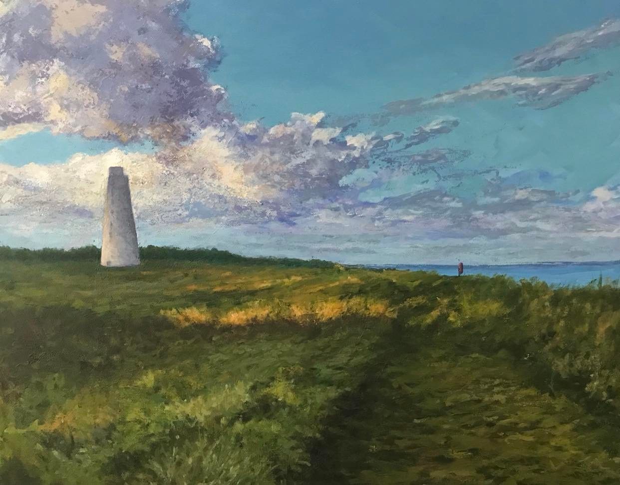 Acrylic Painting of Leasowe LIghthouse with Clouds