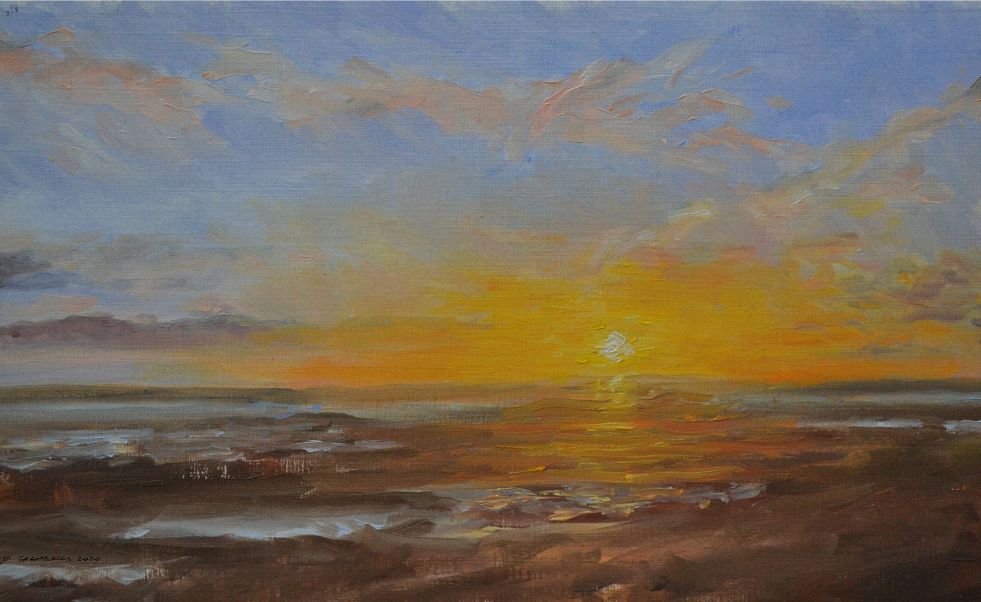 Sunset Over Crosby Beach Oil Painting