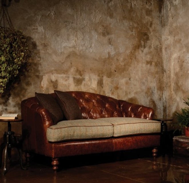 Harris Tweed Dalmore Petite Sofa B - Fabric/Leather