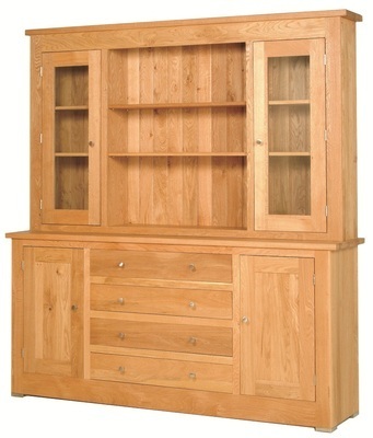 Quercus 1.8 Centre Drawer Sideboard with Glazed Door Top