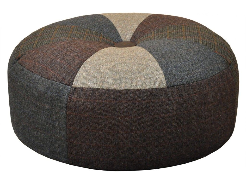 Harris Tweed Pumpkin Stool Large - Patchwork