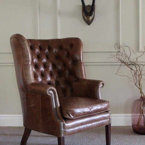 Harris Tweed MacKenzie Chair H - All Leather