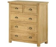 Purbeck Oak Chest - 2 Over 3 Drawers