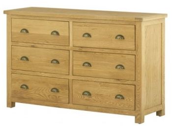 Purbeck Oak Chest - 6 Drawer Wide