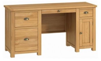Purbeck Oak Office Double Pedestal Desk