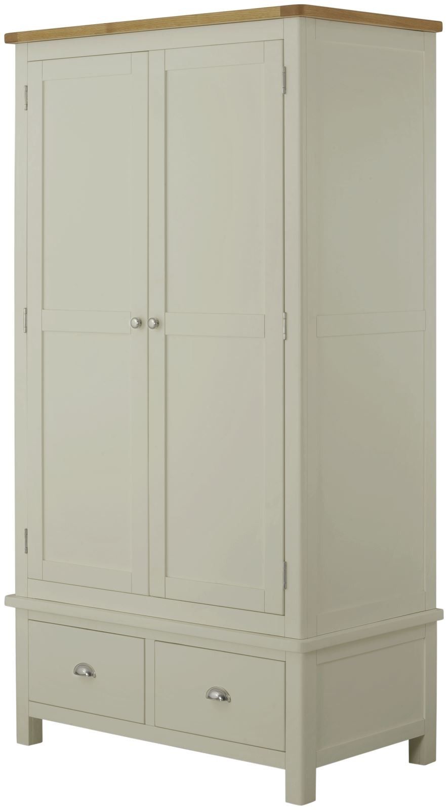 Purbeck Painted 2 Door 2 Drawer Wardrobe - Pebble