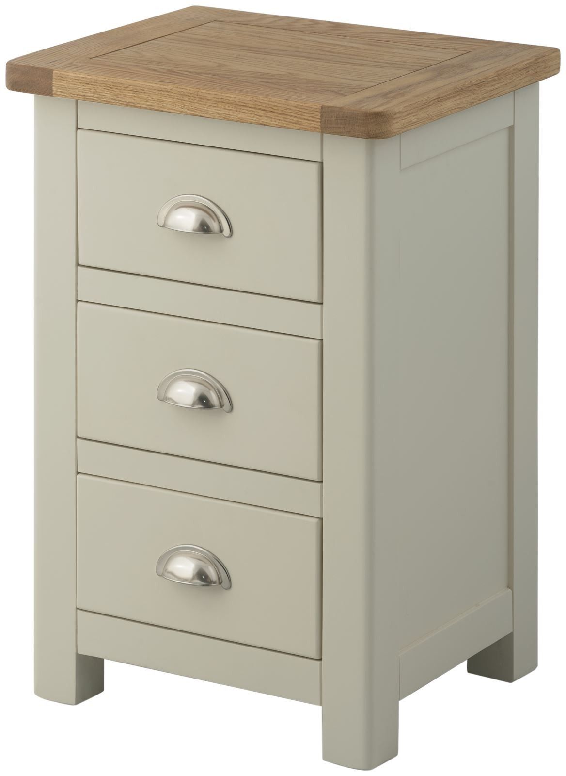 Purbeck Painted 3 Drawer Bedside - Pebble