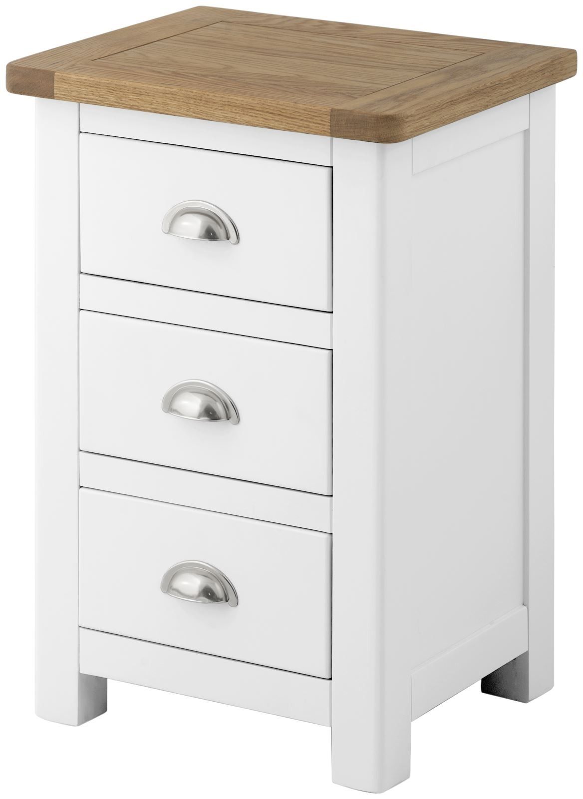 Purbeck Painted 3 Drawer Bedside - White