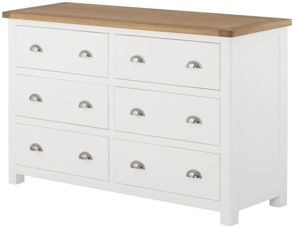 Purbeck Painted 6 Drawer Wide Chest - White