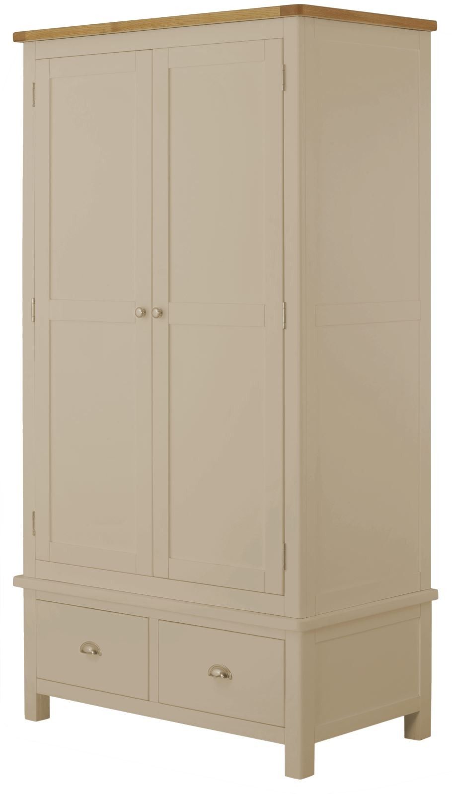 Purbeck Painted 2 Door 2 Drawer Wardrobe - Stone