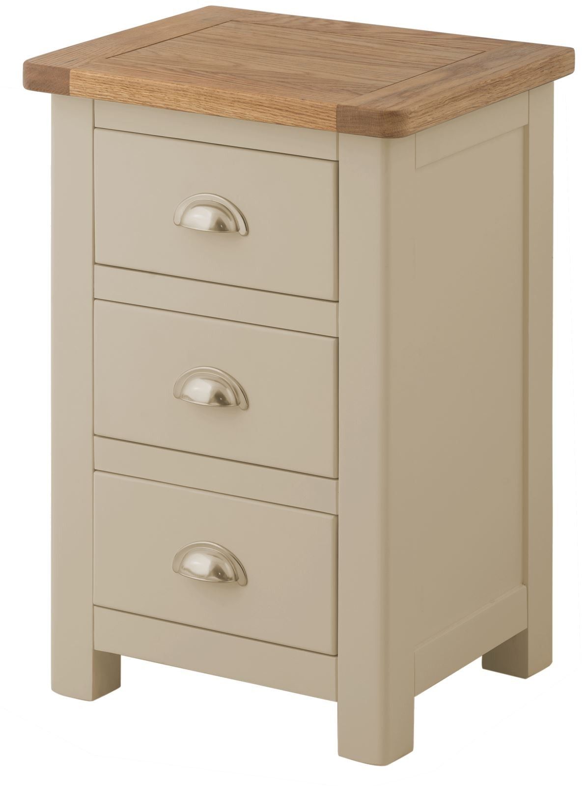 Purbeck Painted 3 Drawer Bedside - Stone