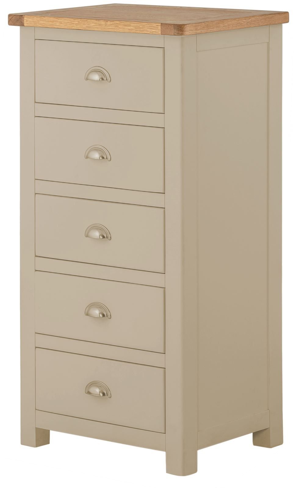 Purbeck Painted 5 Drawer Wellington Chest - Stone