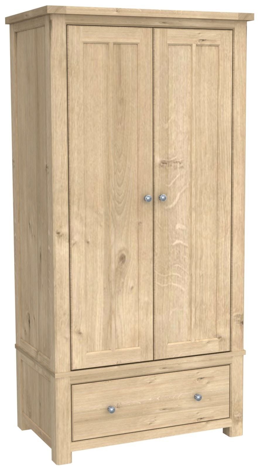 Brittany Oak 2 Door 1 Drawer Wardrobe