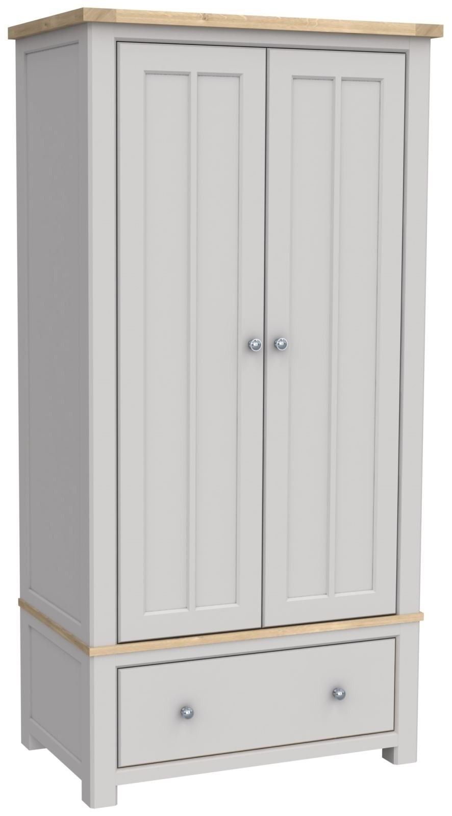 Brittany Oak 2 Door 1 Drawer Wardrobe
