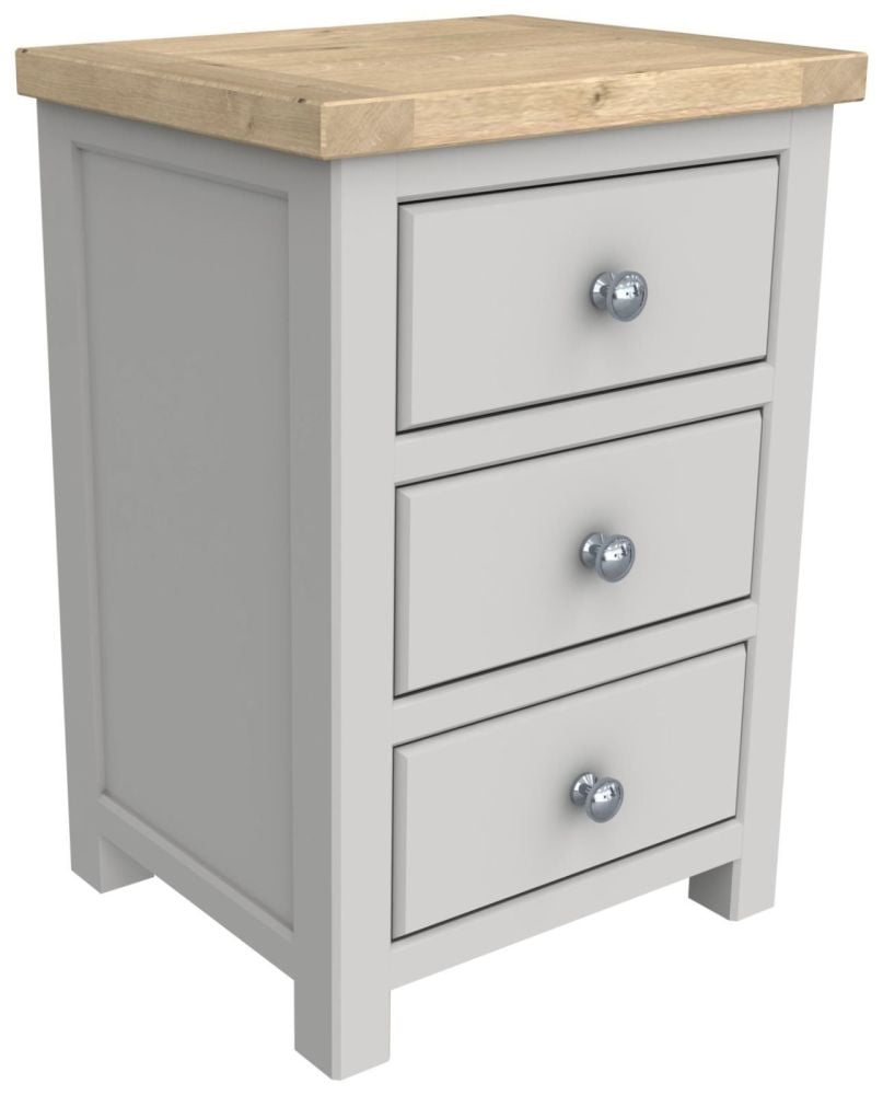 Brittany Oak 3 Drawer Bedside