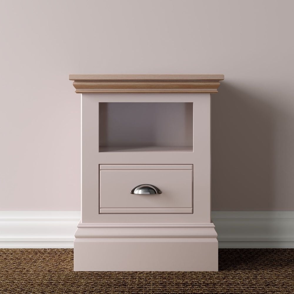 New Forest Bedside Painted/Oak - 1 Drawer Open Bedside (2 sizes available)