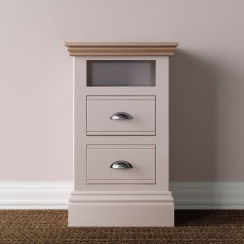 New Forest Bedside Painted/Oak  - 2 Drawer Open Shelf Bedside (two sizes available)