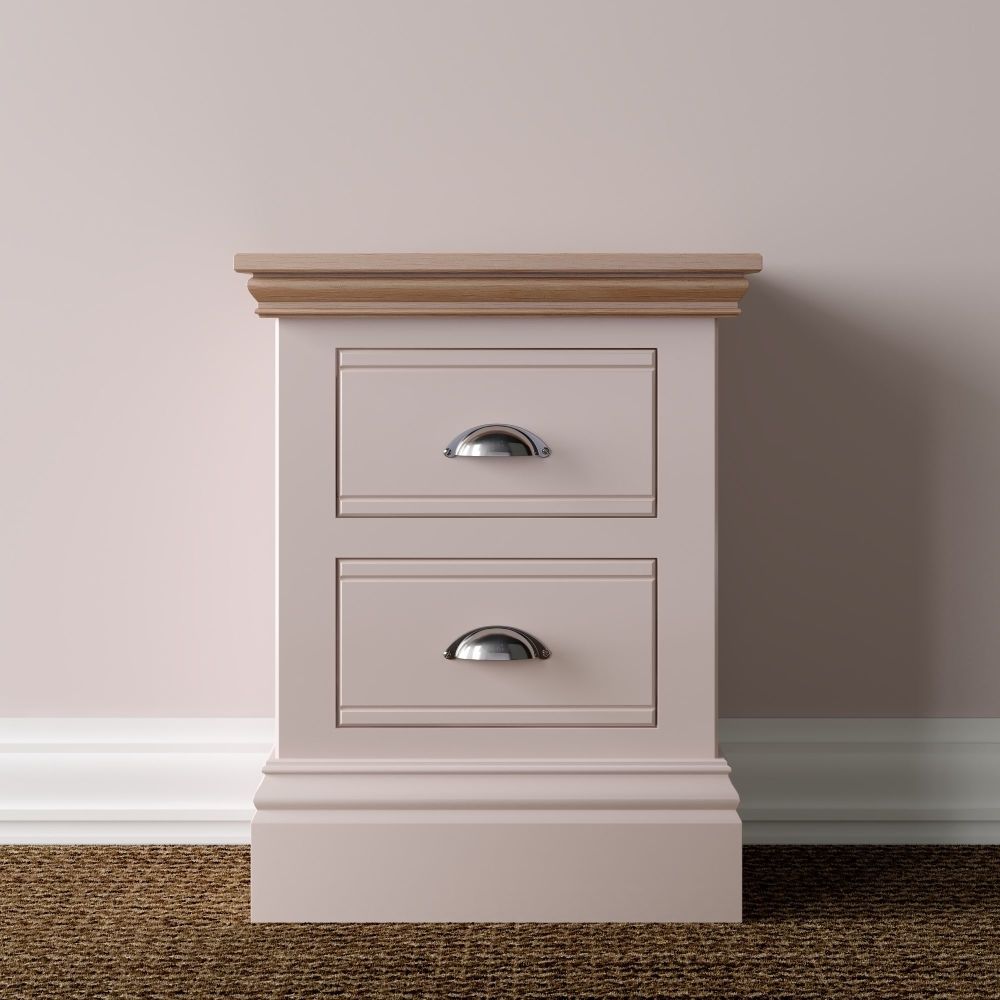New Forest Painted/Oak Bedside - 2 Drawers (two sizes avaiable)