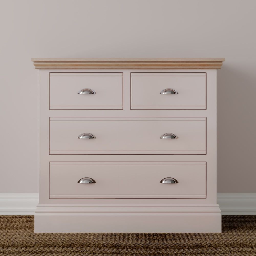 New Forest Chest Painted/Oak - 2 + 2 Drawers (two sizes available)