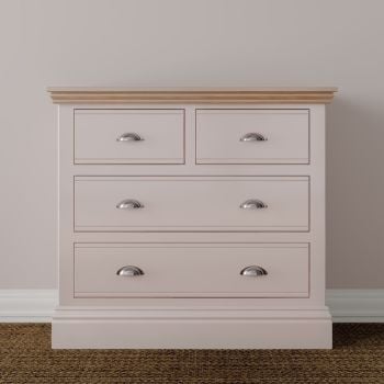 New Forest Chest Painted/Oak - 2 + 2 Drawers (two sizes available)