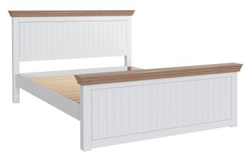 New Forest Painted/Oak Bed - 4'6" Double Panel Bed - High Foot End