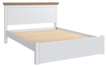 New Forest Painted/Oak Bed - 4'6" Double Panel Bed - Low Foot End