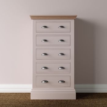 New Forest Chest Painted/Oak - 5 Drawer Wellington