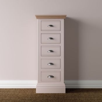 New Forest Chest Painted/Oak - 5 drawer narrow