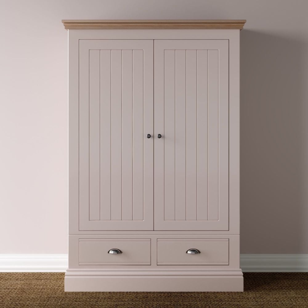 New Forest Wardrobe Painted/Oak - 2 Door Wardrobe with 2 Drawers (Large)