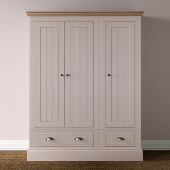 New Forest Wardrobe Painted/Oak - Triple with Drawers (available in two sizes)