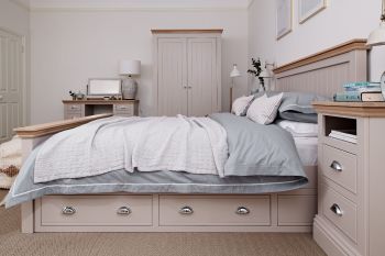 New Forest Painted underbed drawer unit-2 drawers plus.. blank area (for bedside cabinet to fit) available for all size beds.