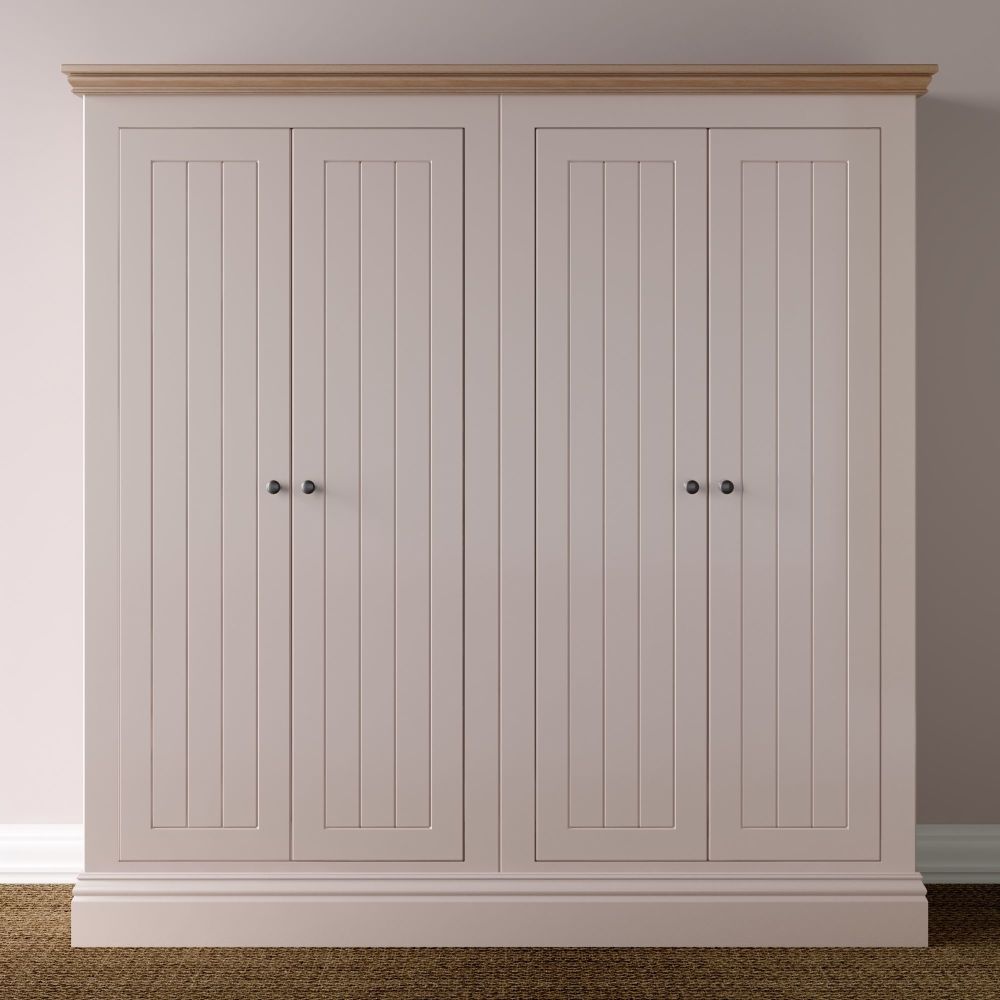 New Forest Wardrobe Painted/Oak - 4 door All Hanging (available in small an