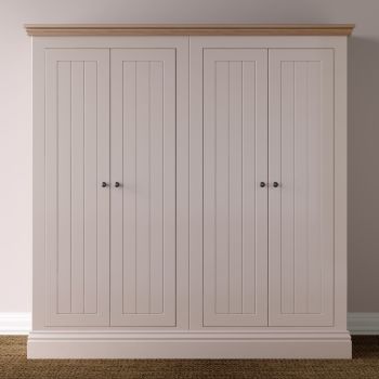 New Forest Wardrobe Painted/Oak - 4 door All Hanging (available in small and large sizes)