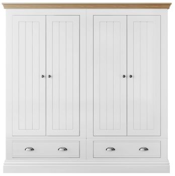 New Forest Wardrobe Painted/Oak - 4 door with drawers(available in small and large sizes)
