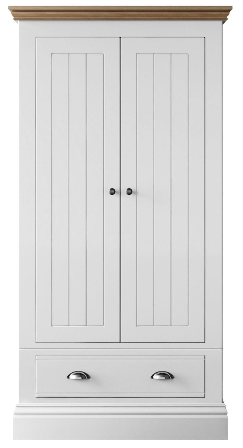 New Forest Wardrobe Painted/Oak - 2 Door Wardrobe with 1 Drawer (Small)
